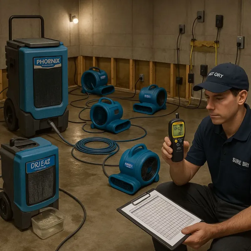 Structural Drying and Dehumidification process in Port Wentworth, GA